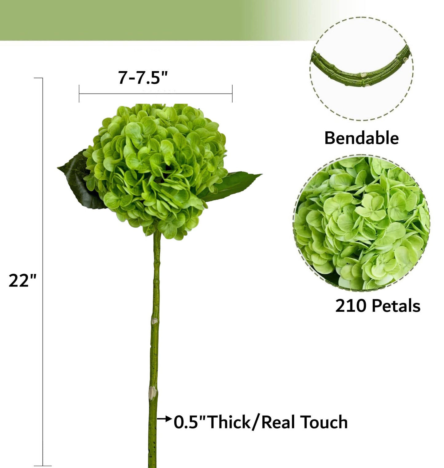 22" Large Bloom Realistic Touch Hydrangea