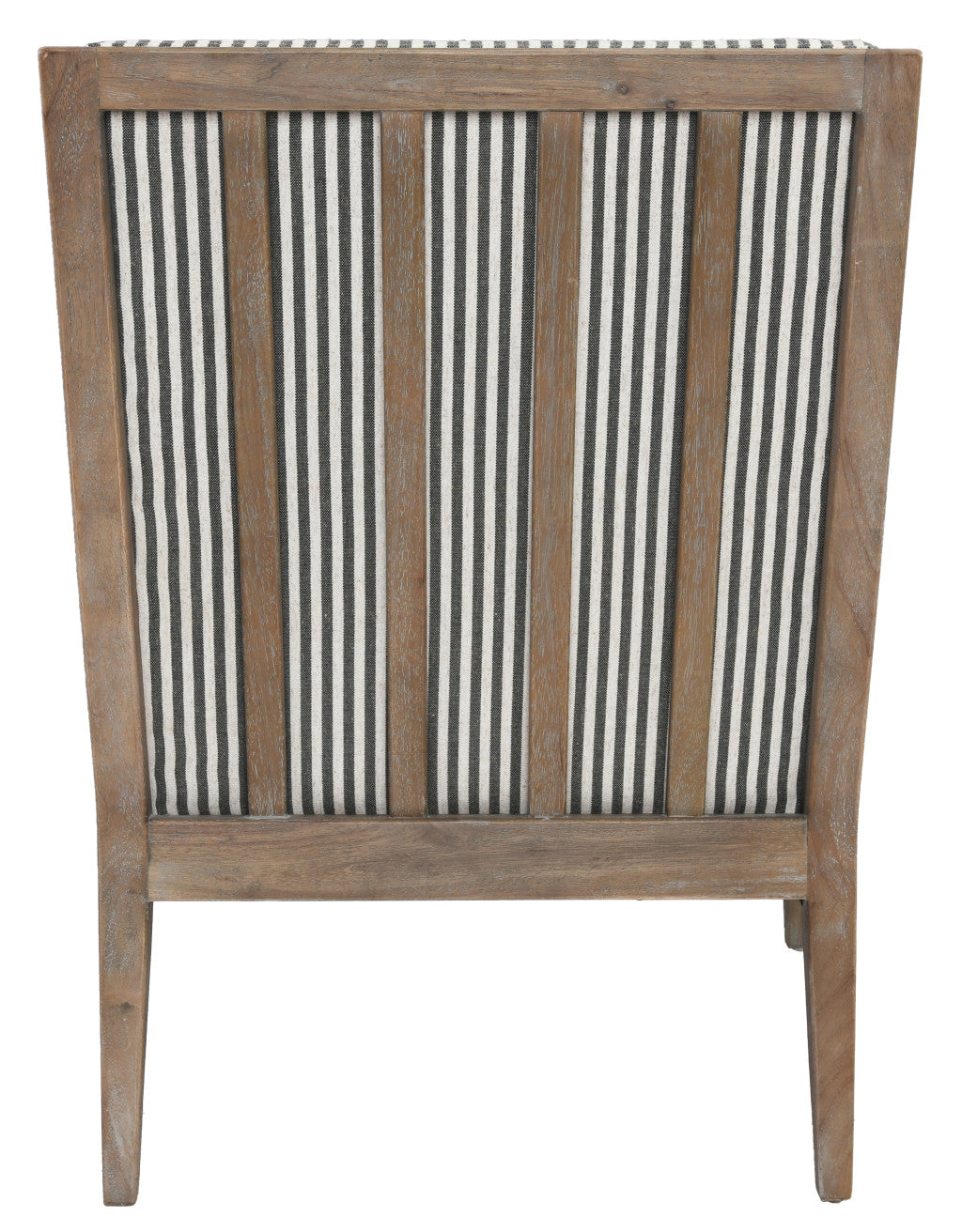 Gray And Cream Linen Blend Ticking Stripe Wingback Chair