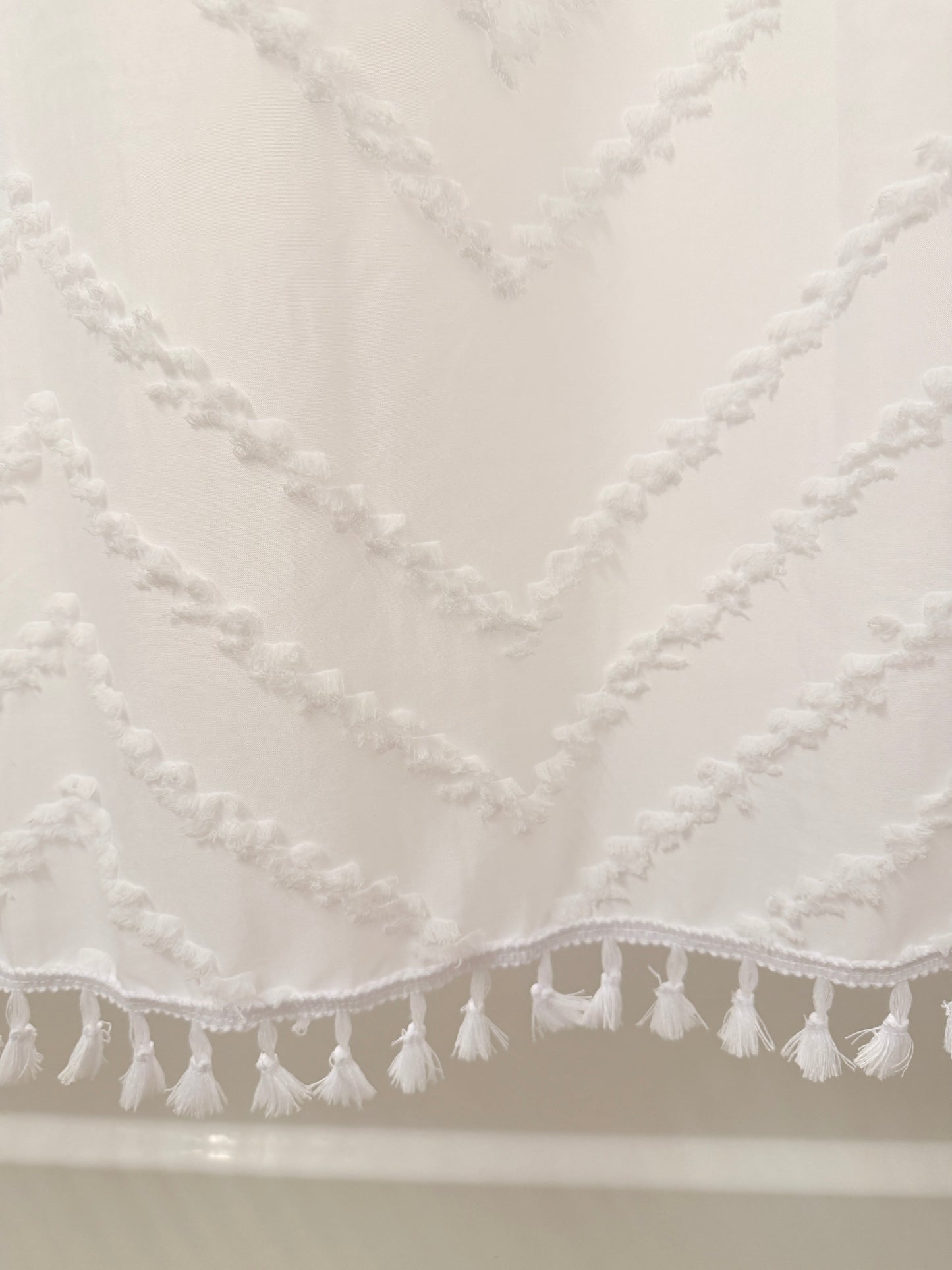 White Tufted Chevron Shower Curtain