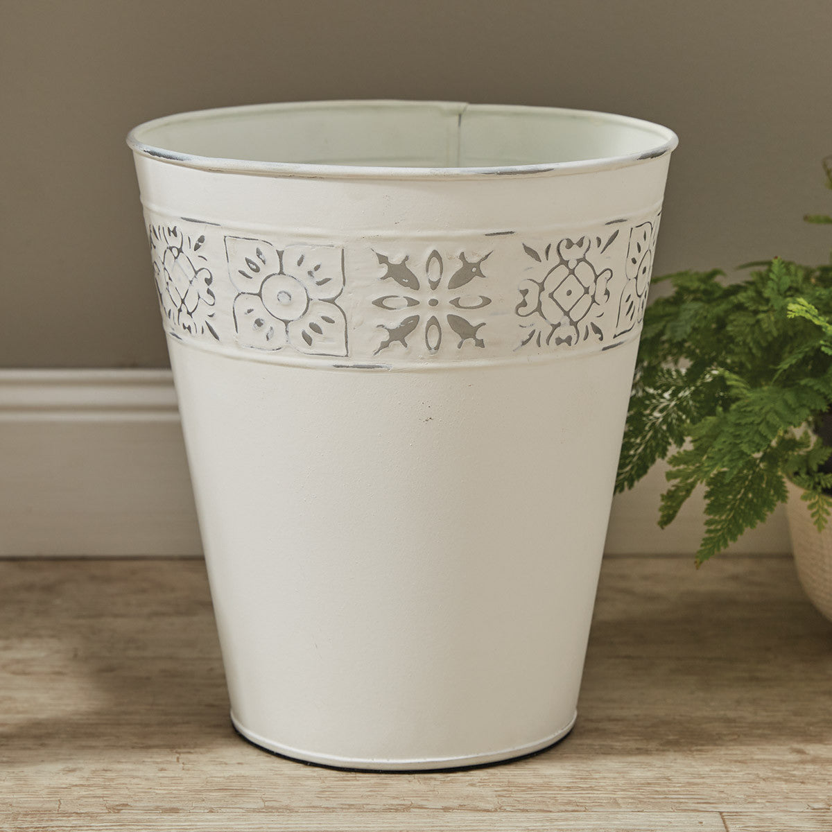 DISTRESSED TILE WASTE BASKET