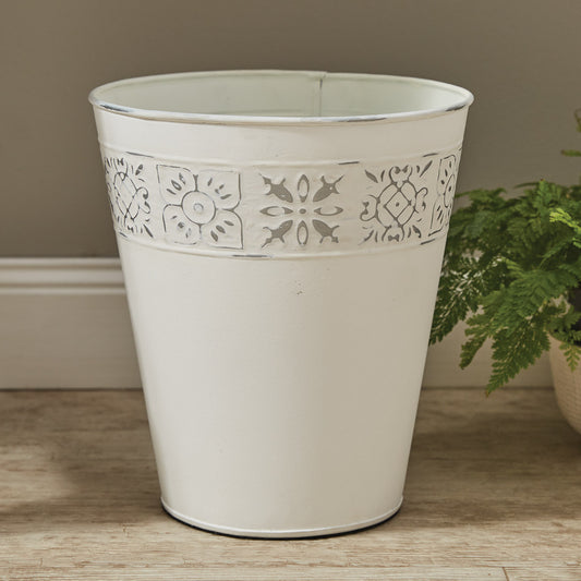 DISTRESSED TILE WASTE BASKET