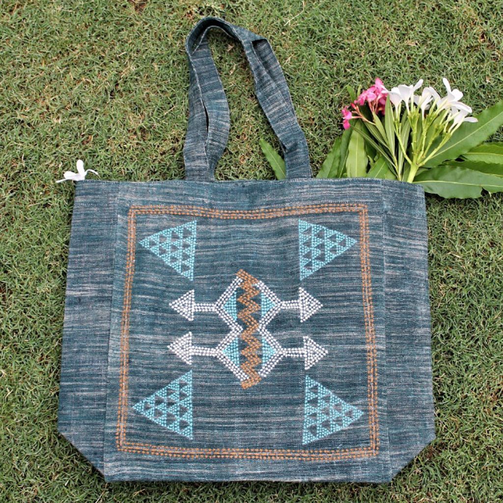 Artisan Hand Crafted Sabra Silk Inspired Linen Casual Tote Bag