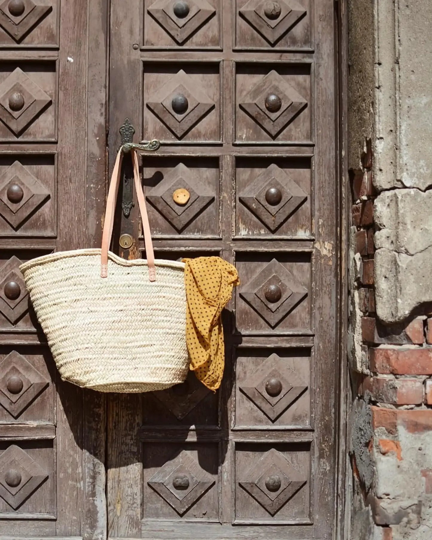 FRENCH MARKET BASKET with Long Leather Handles