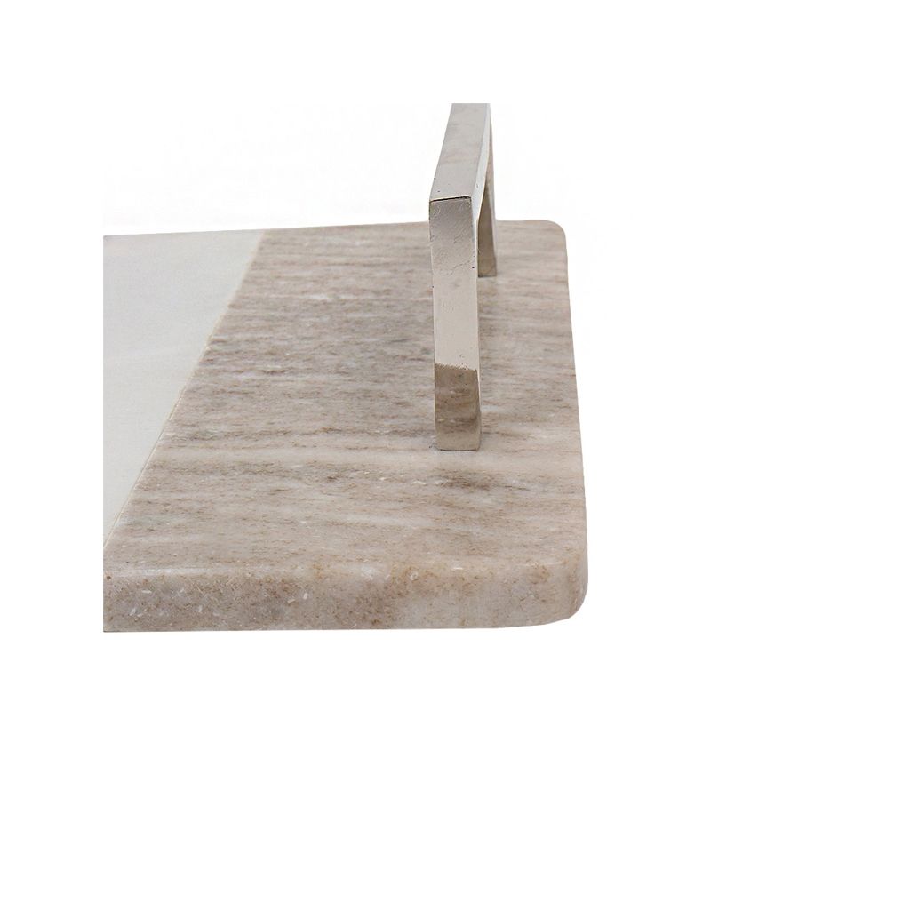 Marble & Iron Tray With Metal Handle