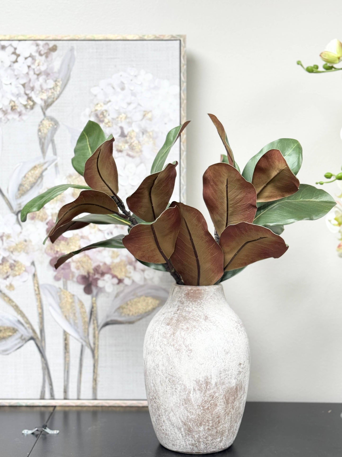22"Realistic Magnolia Stem-10 leaves