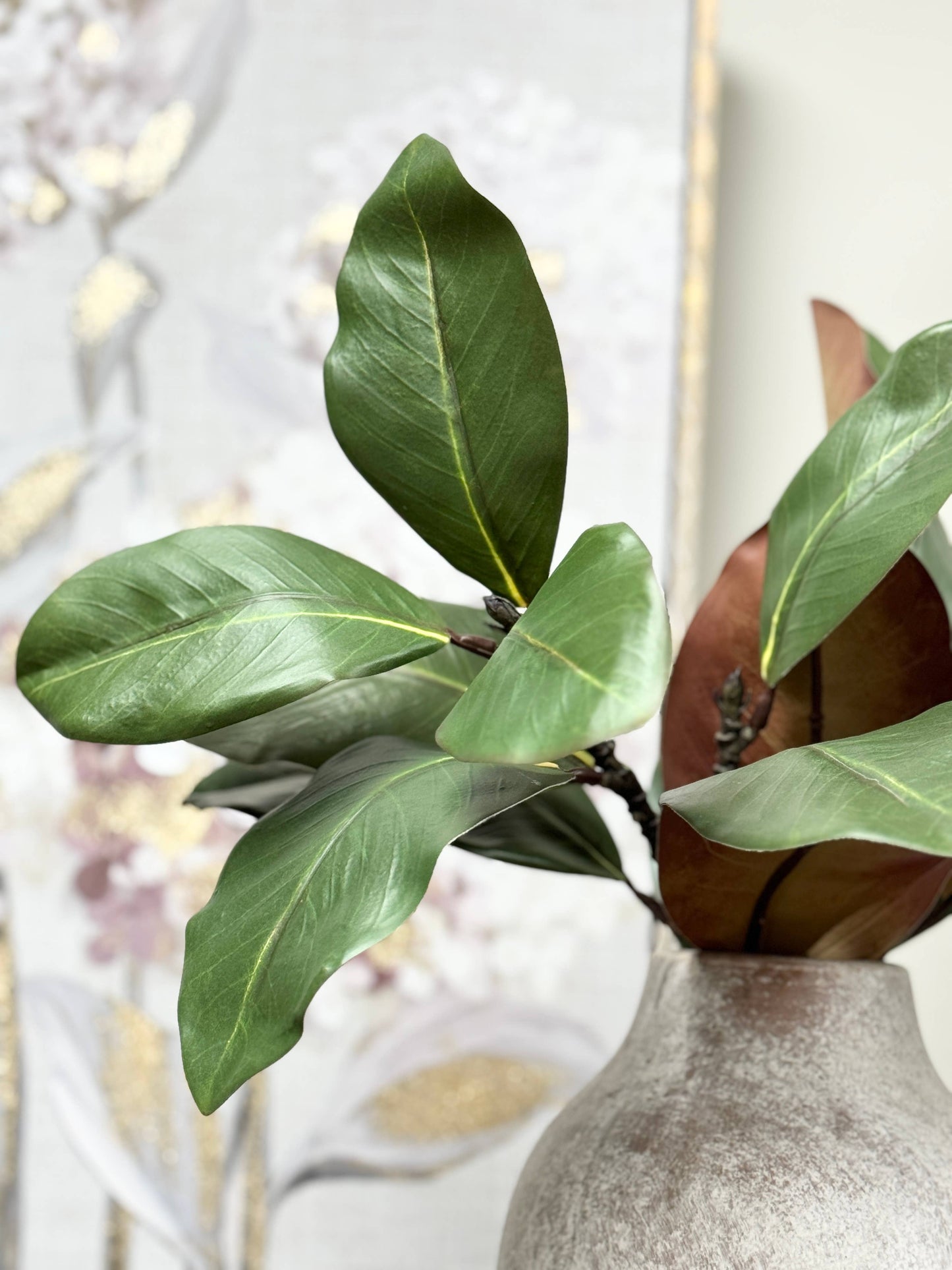 22"Realistic Magnolia Stem-10 leaves