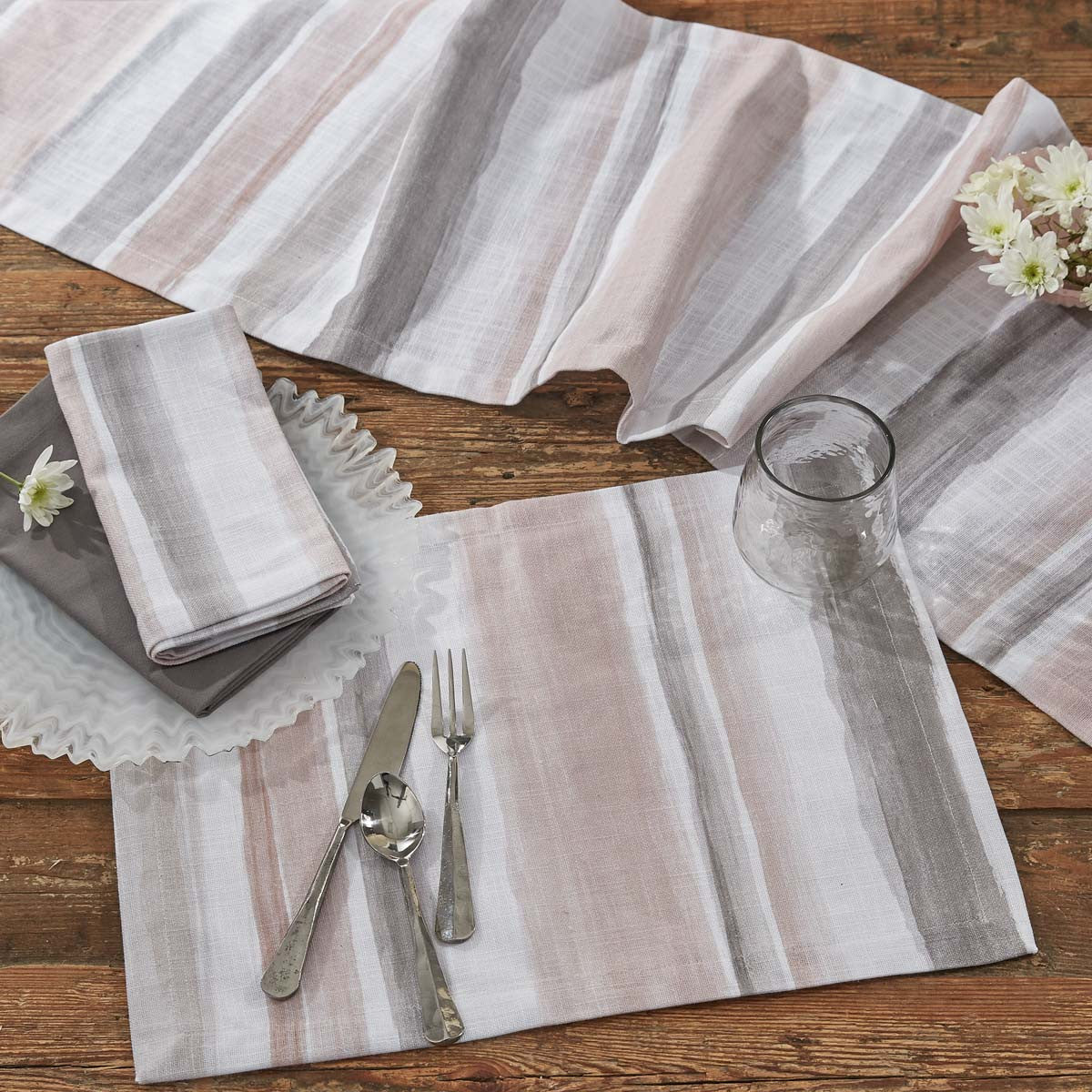 SWEET PEA STRIPE TABLE RUNNER 72"L