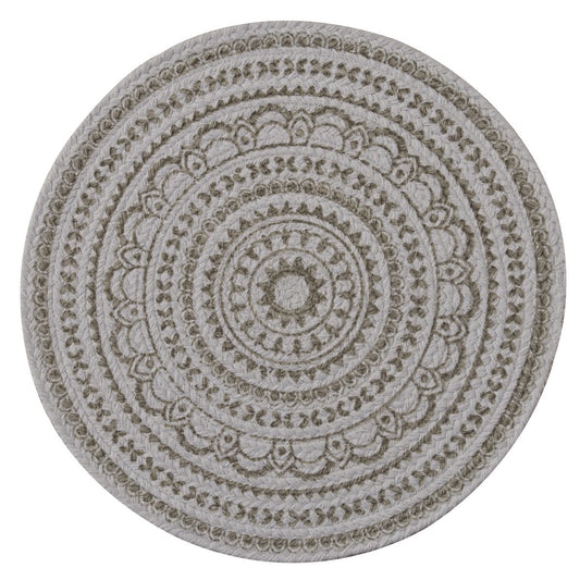 Zuri Medallion Printed Round Placemat - Mushroom (Set 4)