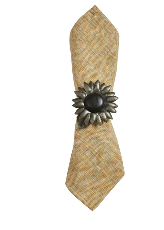 Sunflower Galvanized Napkin Ring (Set of 4)