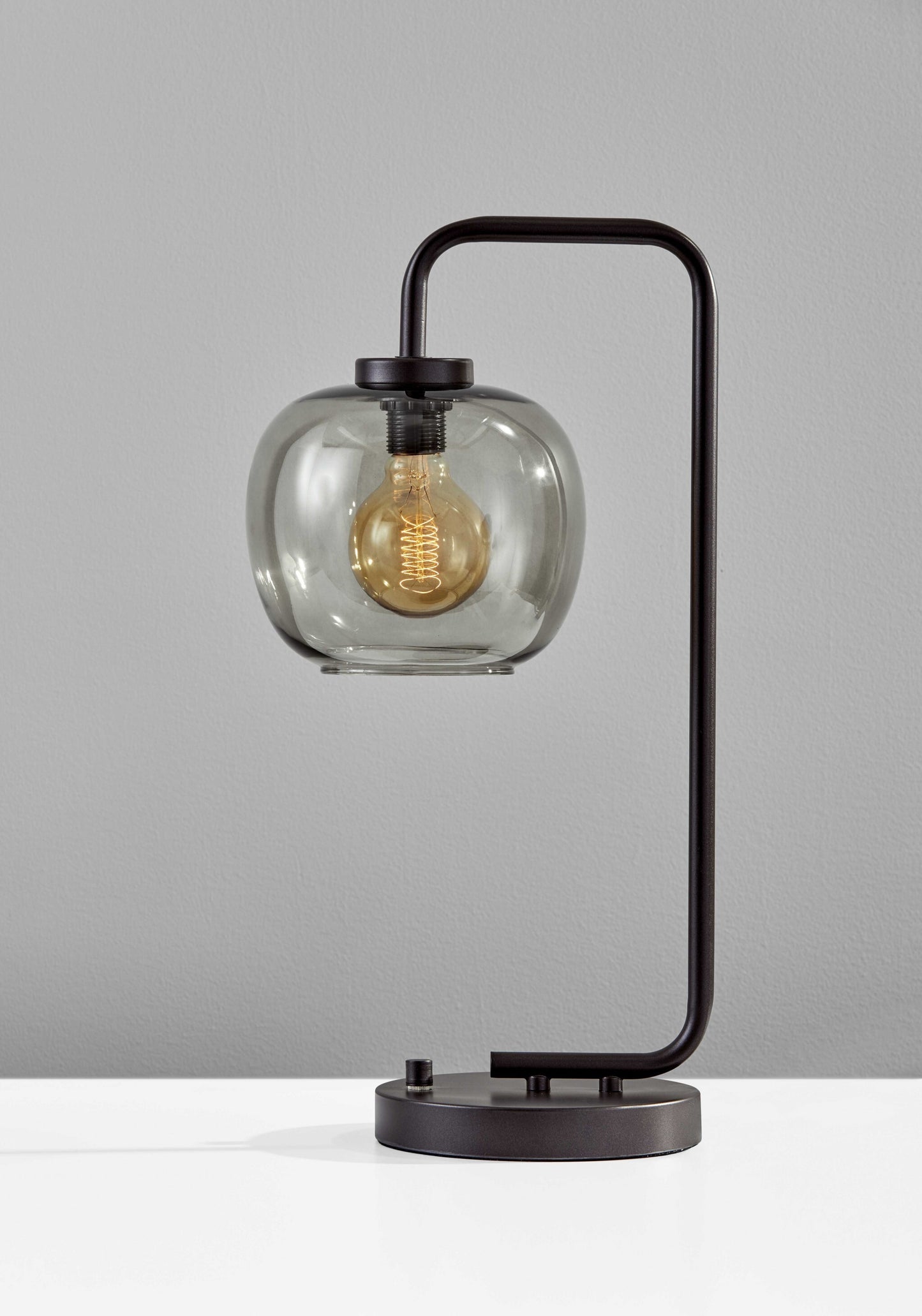 Vintage Smoked Glass Globe Table Lamp