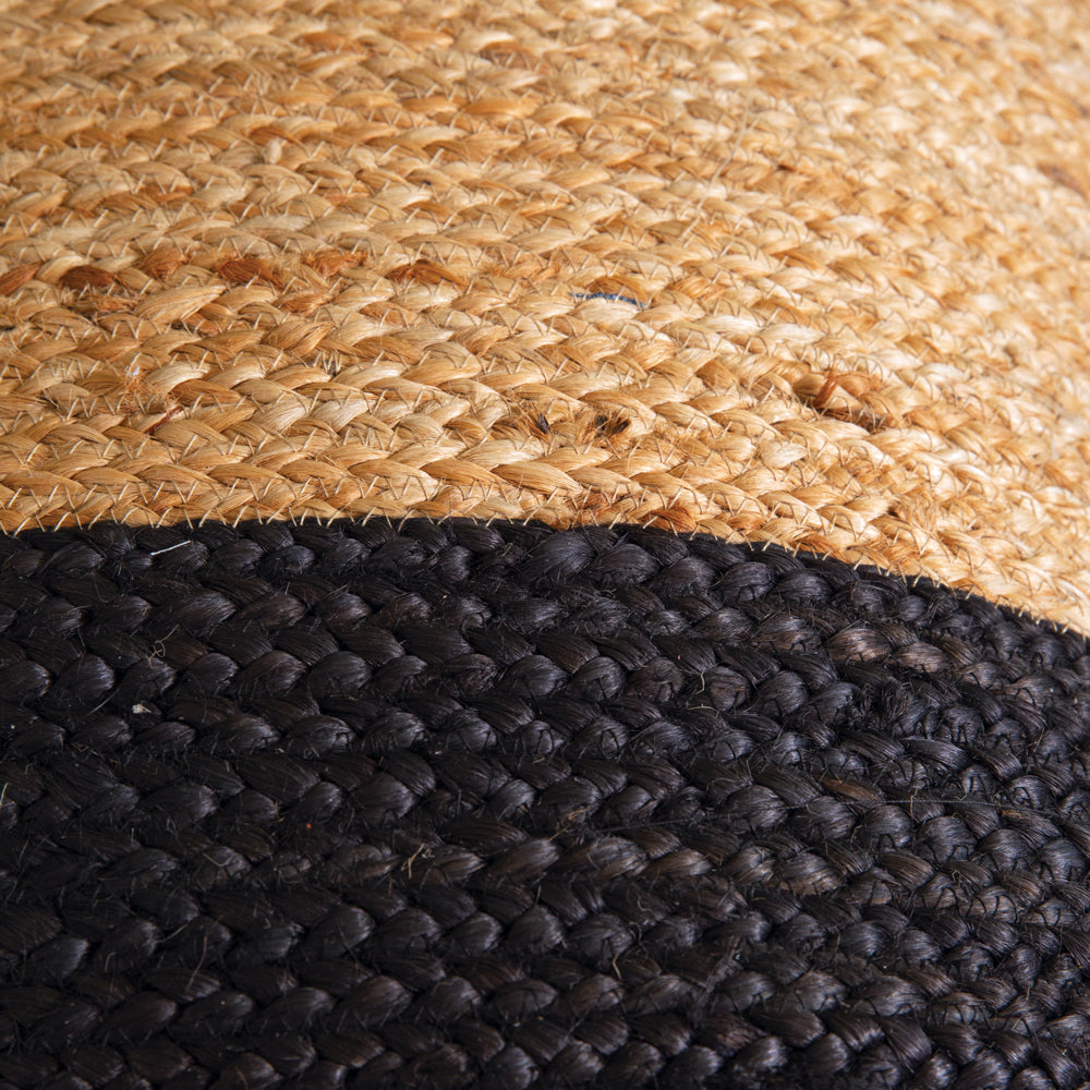 Natural Black and Jute Floor Pouf