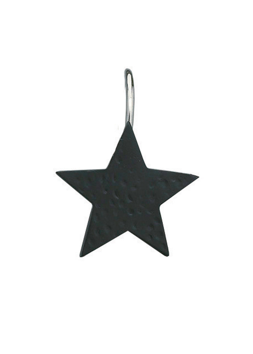 Star Shower Curtain Hooks - black