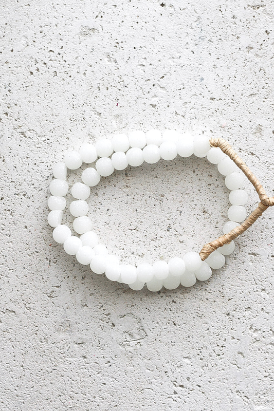 Home Decor BOHO Recycled Glass Beads Frosted White