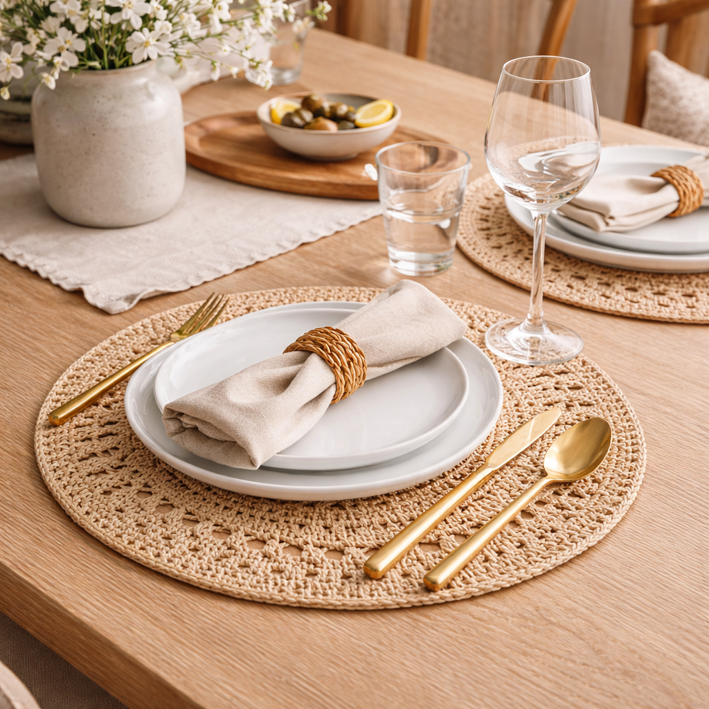 Handcrafted Natural Jute Placemat, Set of 2 or 4