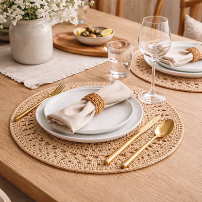 Handcrafted Natural Jute Placemat, Set of 2 or 4