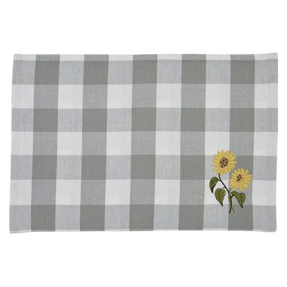 WICKLOW CHECK SUNFLOWER EMBROIDERED PLACEMAT (SET OF 4)