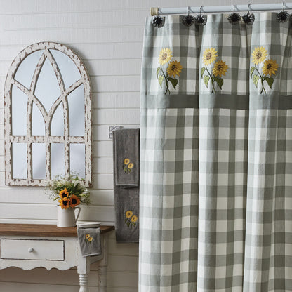 WICKLOW CHECK SUNFLOWER EMBROIDERED SHOWER CURTAIN 72" X 72"