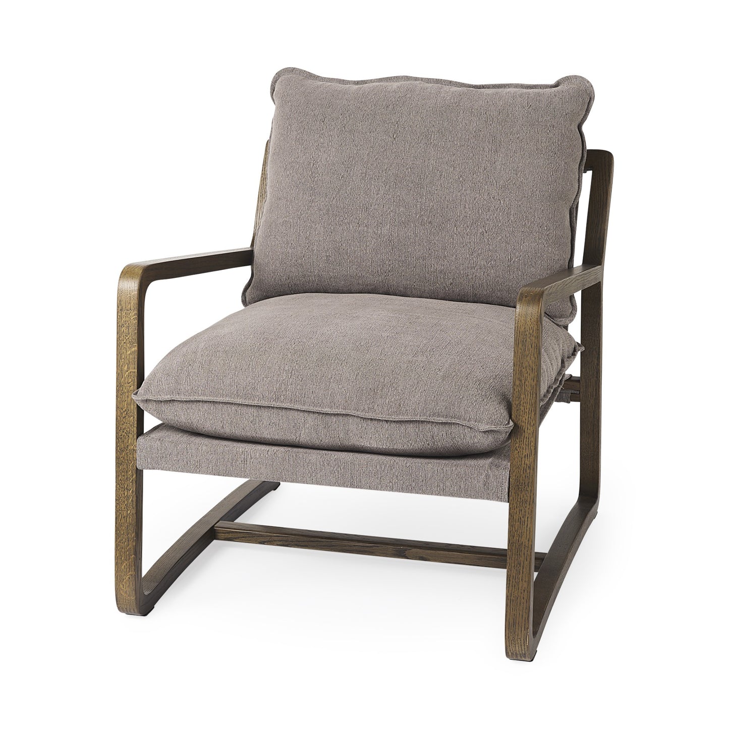 Modern Rustic Cozy Brown And Oatmeal Accent Chair