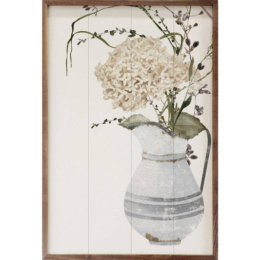 Stripe Vase Hydrangeas Wood Sign