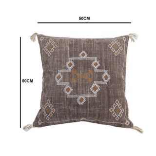 Sabra Silk Inspired Brown Linen 20" X 20" Pillow Cover