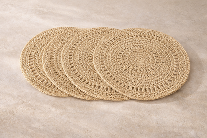 Handcrafted Natural Jute Placemat, Set of 2 or 4