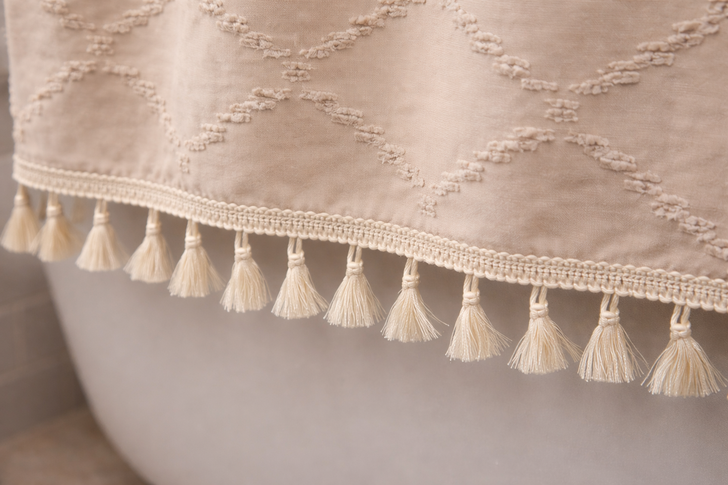 Beige Tufted Shower Curtain