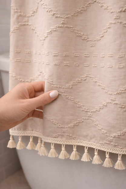 Beige Tufted Shower Curtain
