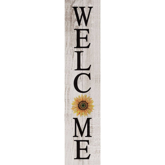 Hand Painted Welcome Sunflower White Leaner Sign