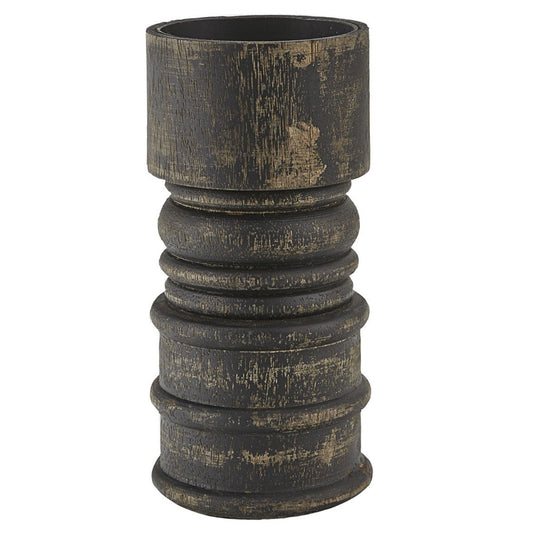 Rustic Short Candlestick - Black