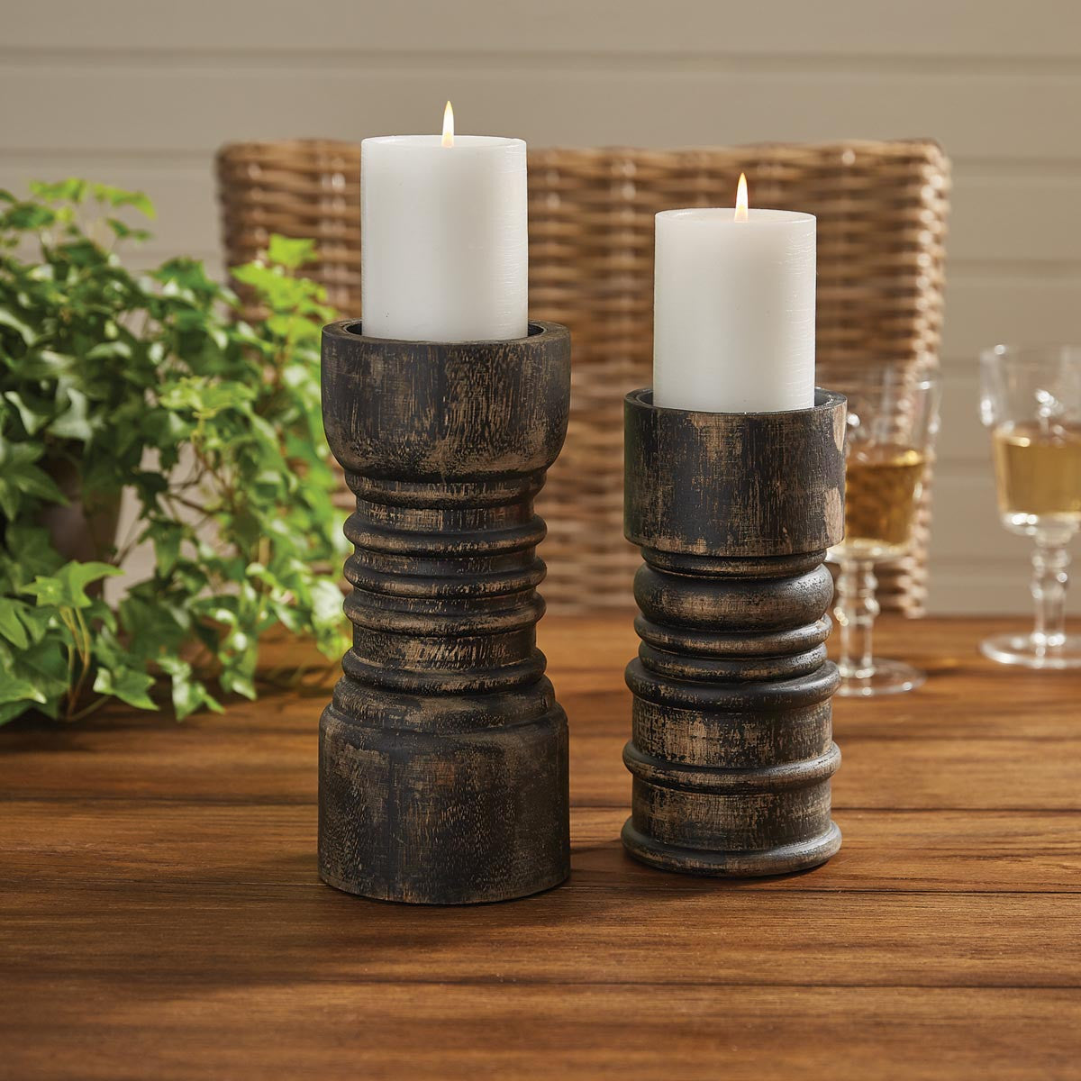 Rustic Short Candlestick - Black