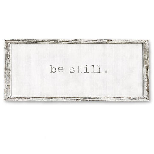 "Be Still" Shelf Art - Rustic Antique White Frame | Chic Home Decor