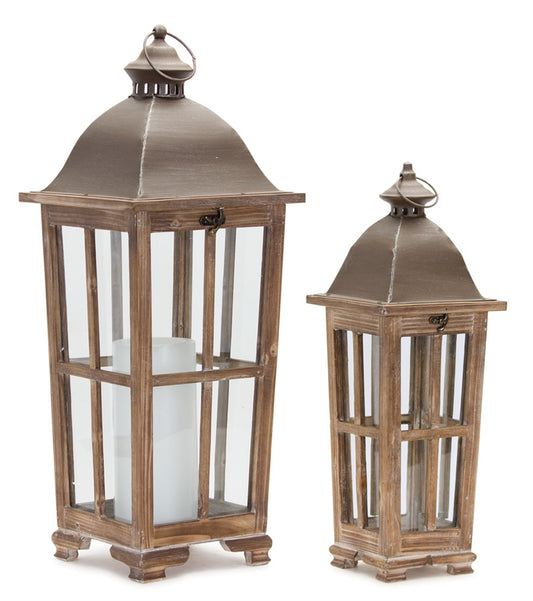 Wood & Iron Lantern Set