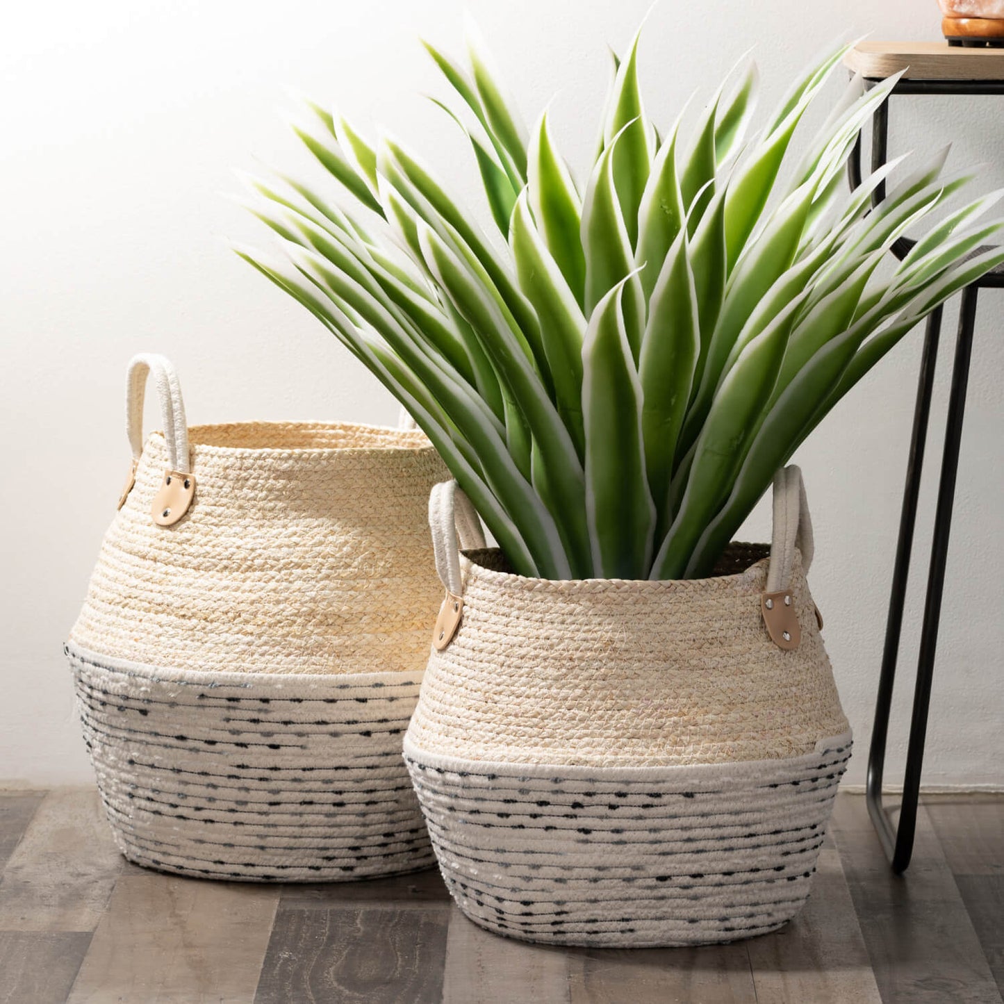 White and Gray Jug Basket (Set of 2)