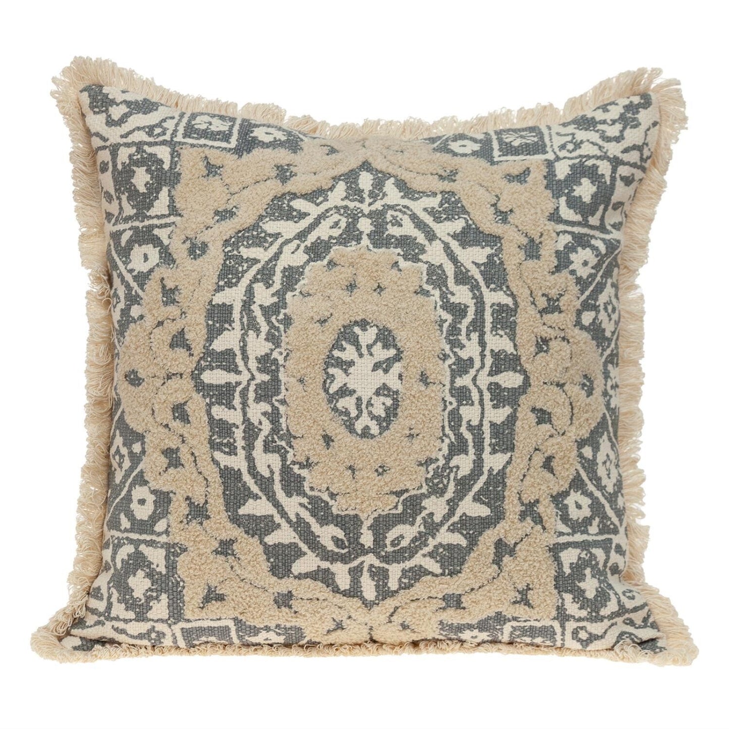 Boho Garland Beige and Gray Decorative Accent Pillow