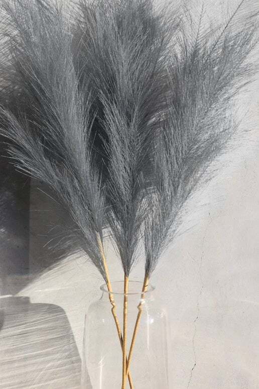 Large Slate Grey Faux Pampas Grass