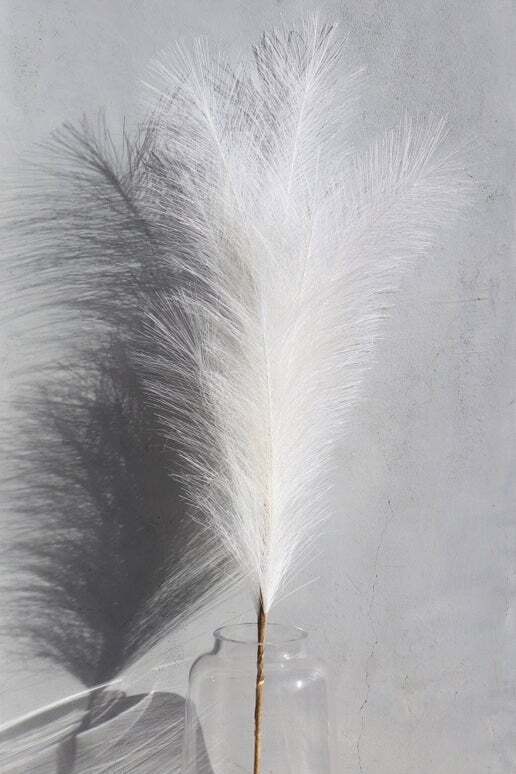 Large Off-White Faux Pampas Grass - 1 Stem