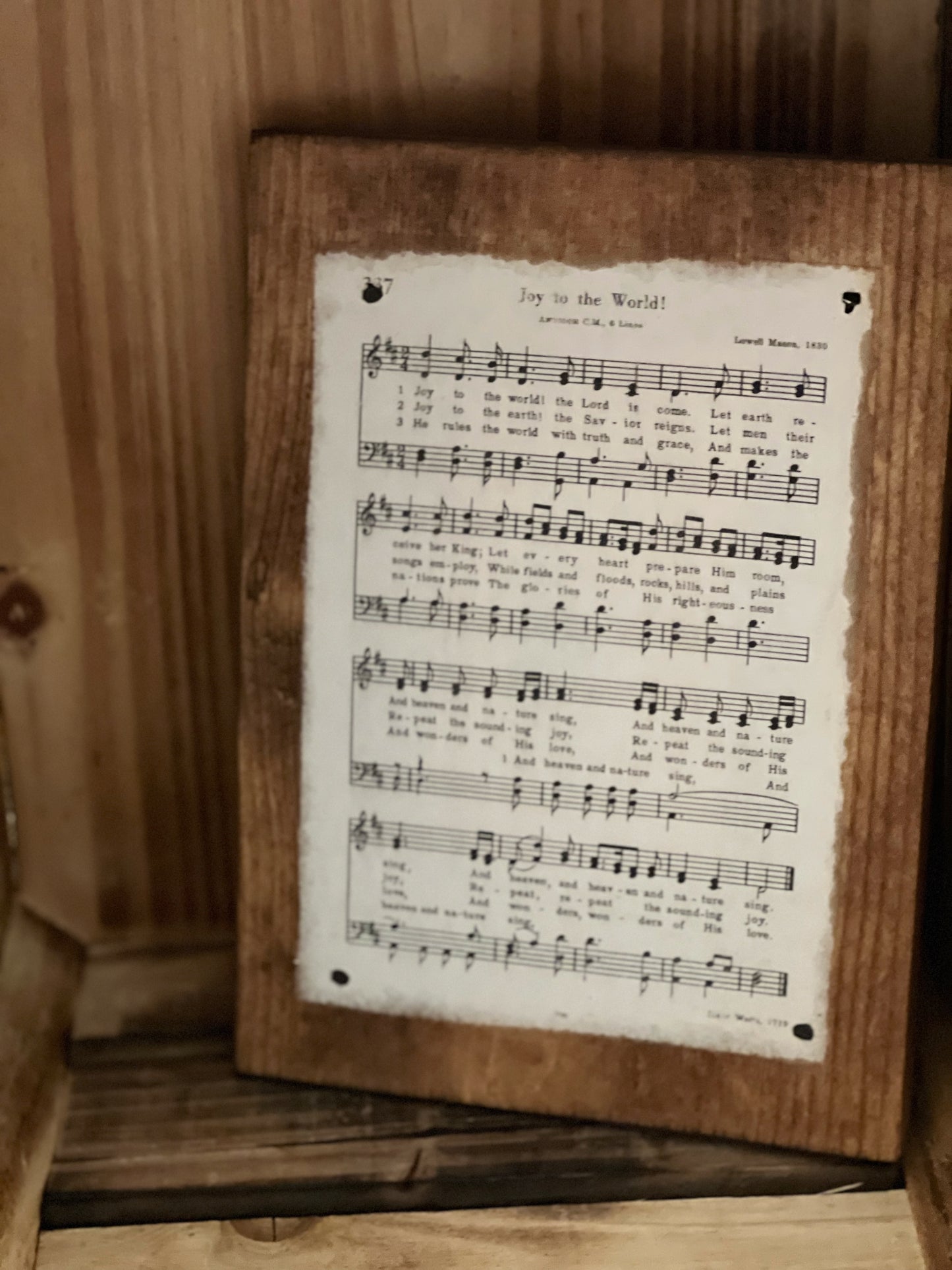 Joy to the World song on Wood