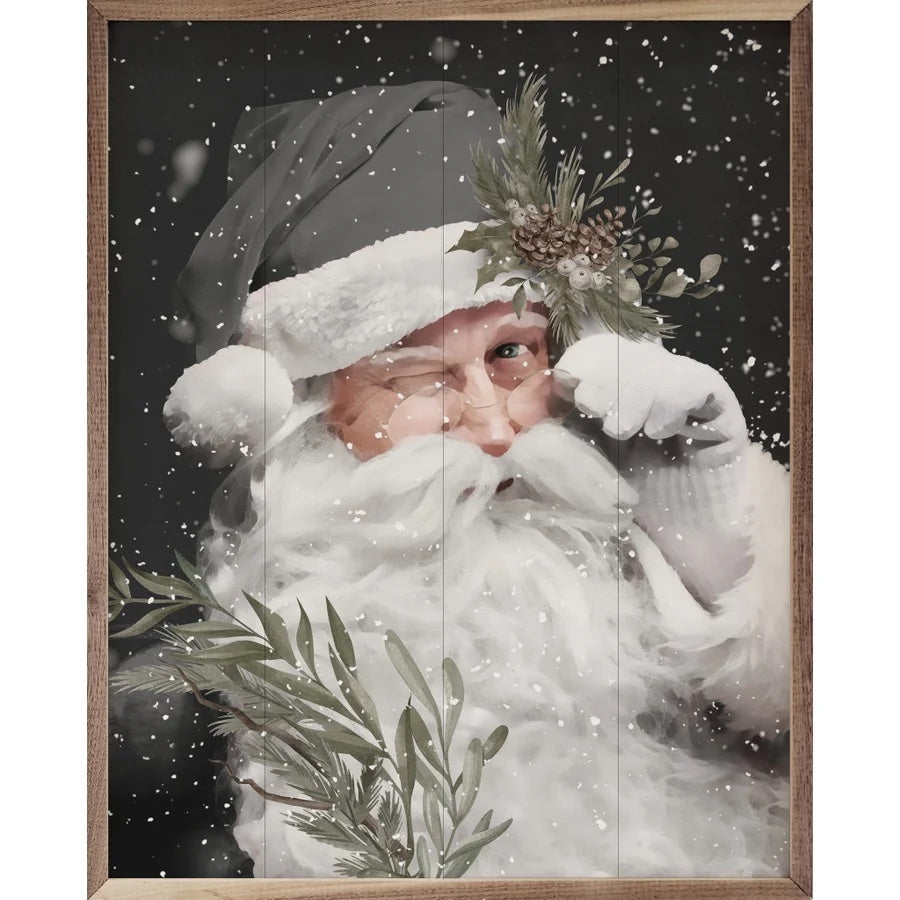 Grayscale Santa Claus Sign