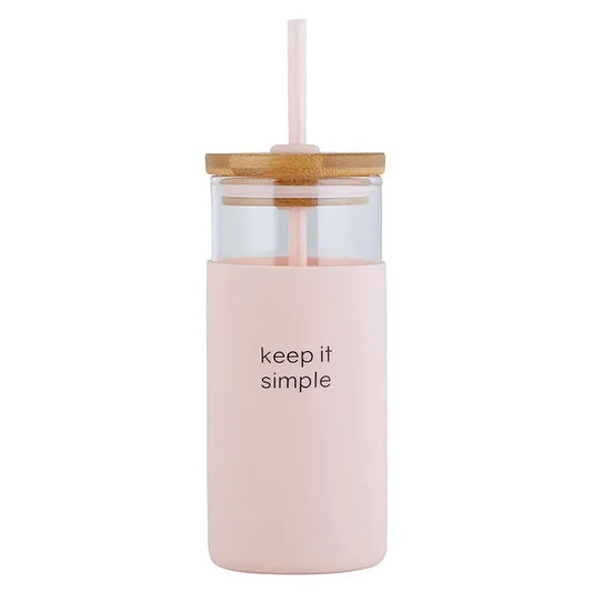 Keep it Simple - 18 oz Glass with Bamboo Lid and Straw