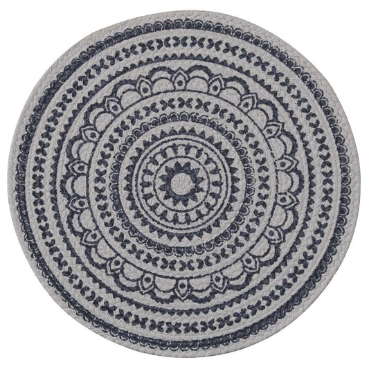 ZURI MEDALLION PRINTED ROUND PLACEMAT - NAVY (Set 4)