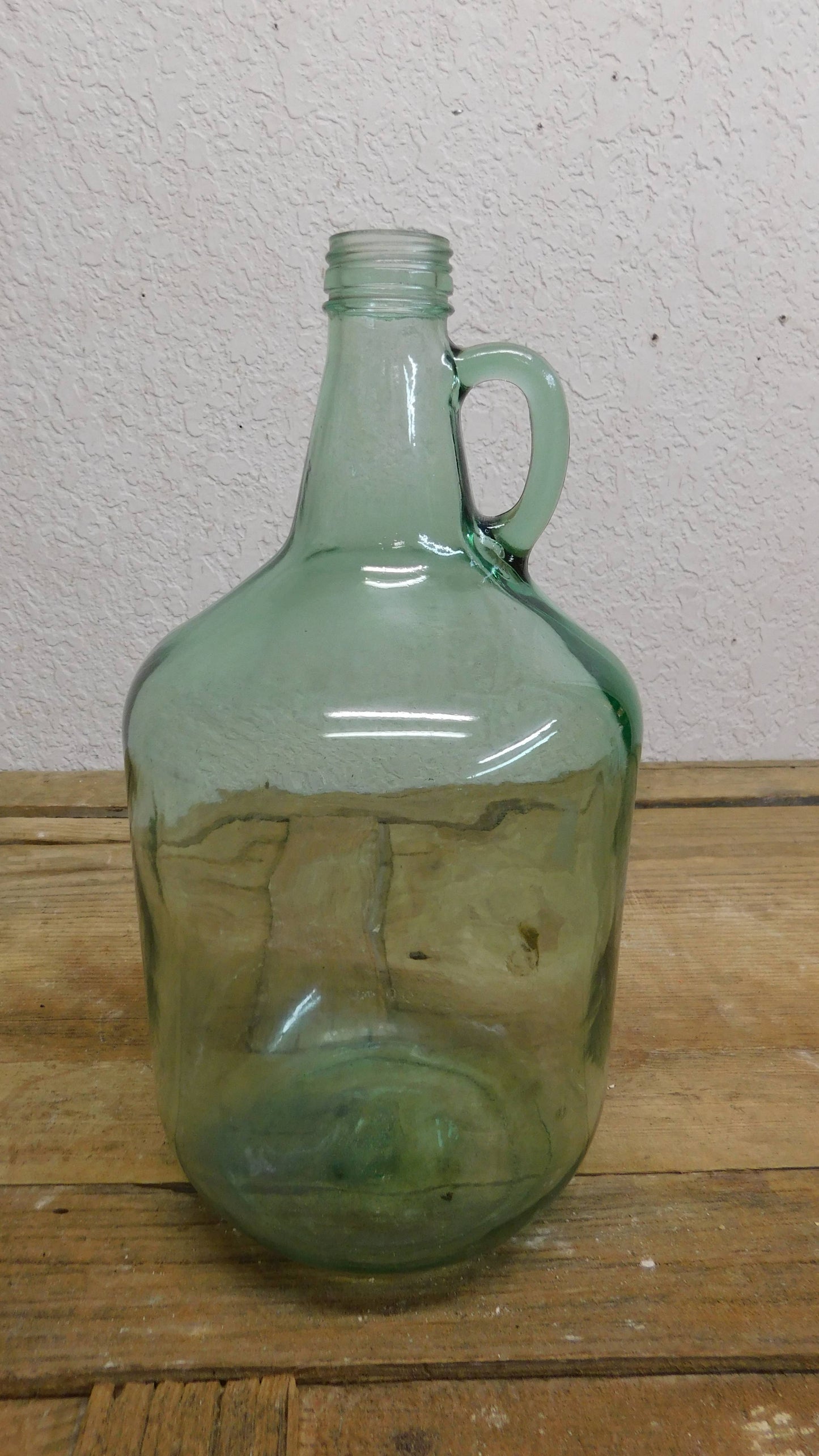 Vintage Old Green Glass Wine Jar With Handle