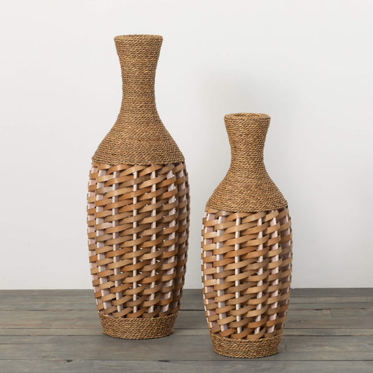 ORGANIC WOVEN RATTAN VASES