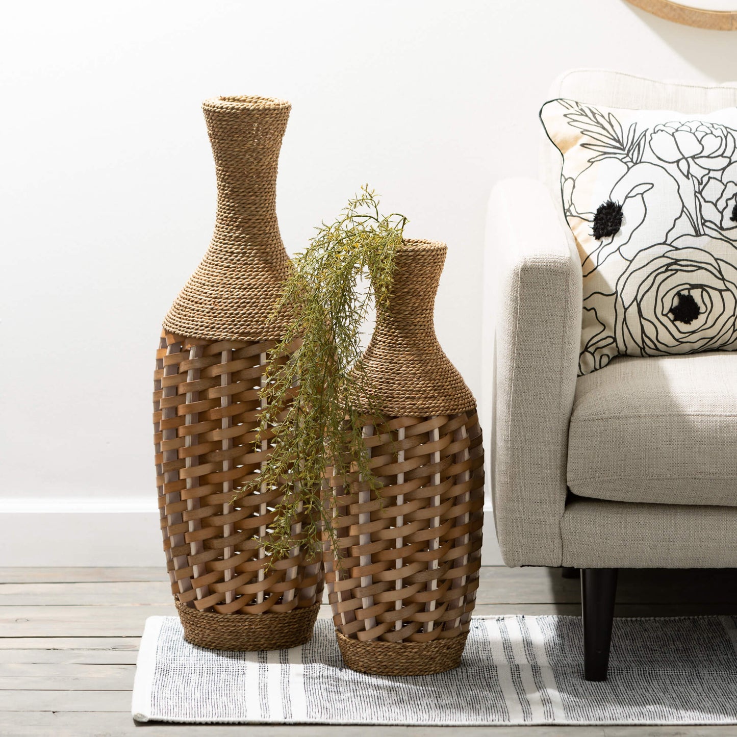 ORGANIC WOVEN RATTAN VASES