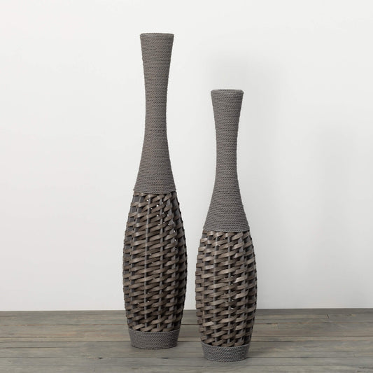 TWO-TONED WOVEN RATTAN VASES