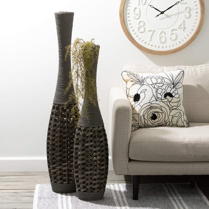 TWO-TONED WOVEN RATTAN VASES